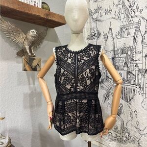 Romeo & Juliet Couture Black Lace Overlay Top